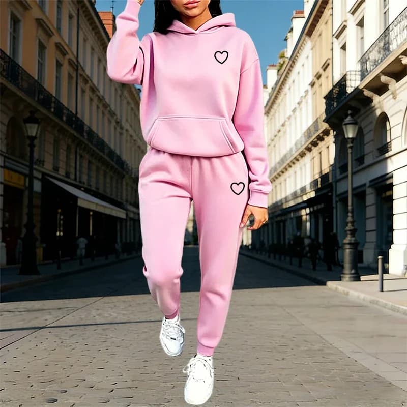 Women's Tracksuit Hoodies and Sweatpants Autumn Winter Daily Casual Sports Jogger Suit Home Outdoor Comfort Warm Pullover Outfit