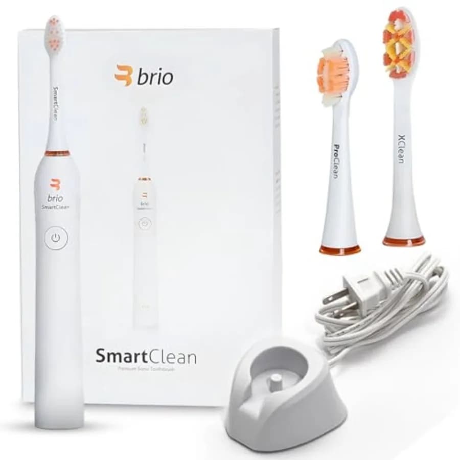 Spazzolino Elettrico Brio Ollie SmartClean per Adulti, Spazzolino Sonico da Viaggio con 3 Testine Sostituibili, Ultra Pulito, Ricaricabile