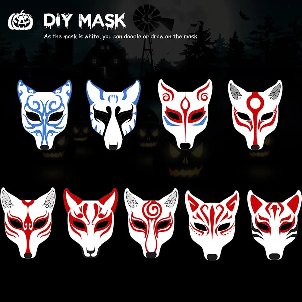 2 Pezzi Maschere Volpe Cartone Animato per Adulti, Maschere per Feste in Maschera, Accessorio Halloween, Maschera per Feste di Halloween