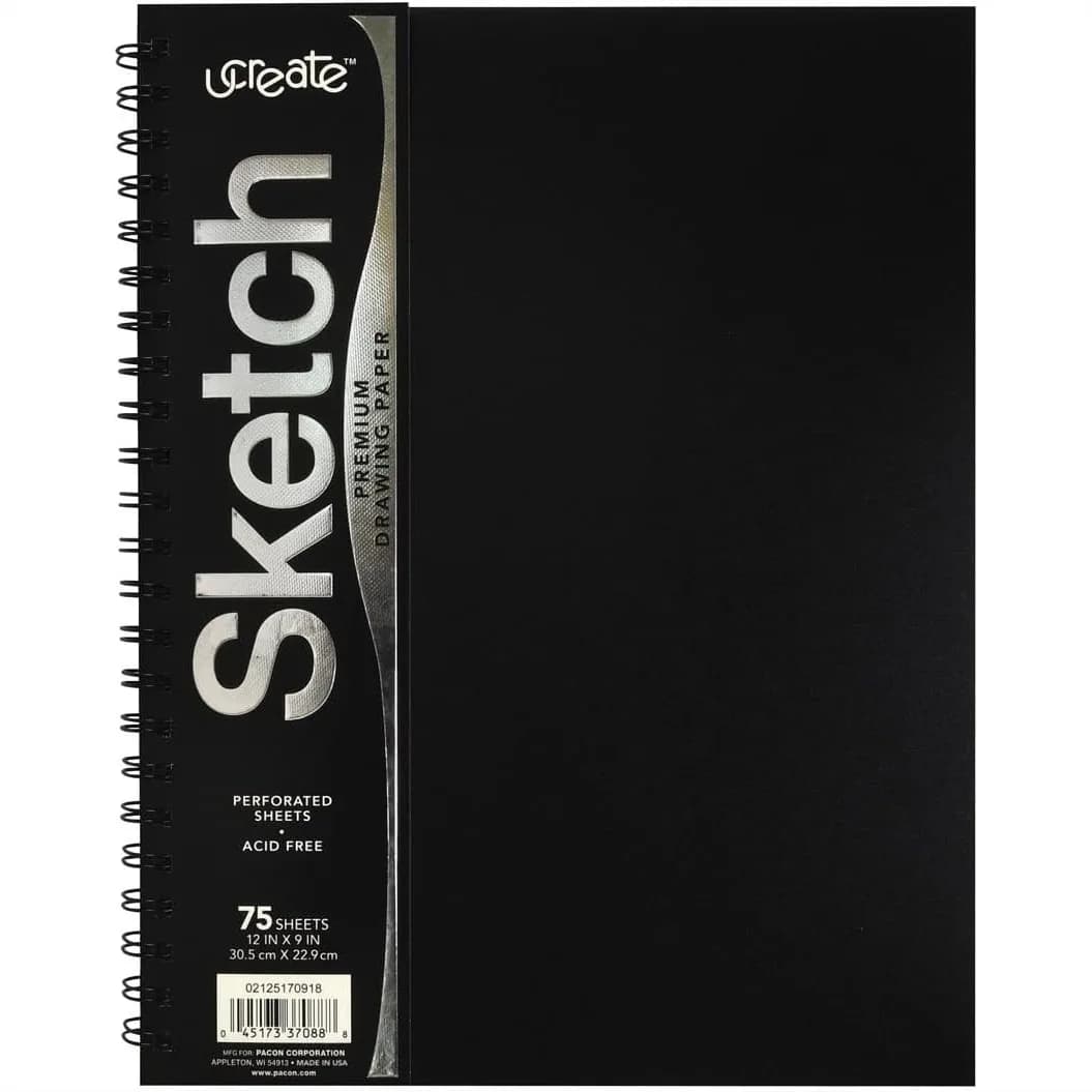 Poly Cover Sketch Book 9x12 Heavyweight 75 Sheets for Drawing with Pencils and Crayons