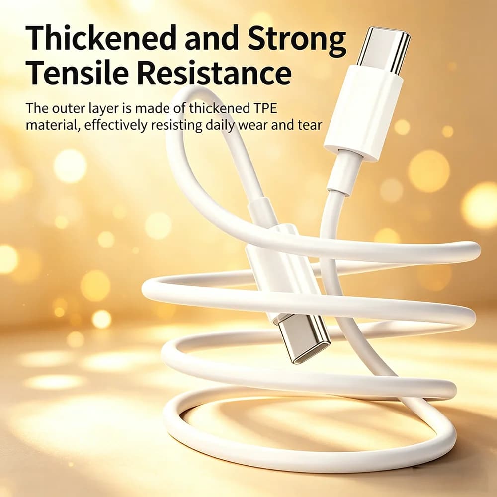 2M USB-C to USB-C Fast Charge Data Cable High Speed Sync Charging Cord for iPhone 15 16 17 Huawei Lenovo Smart Equipment