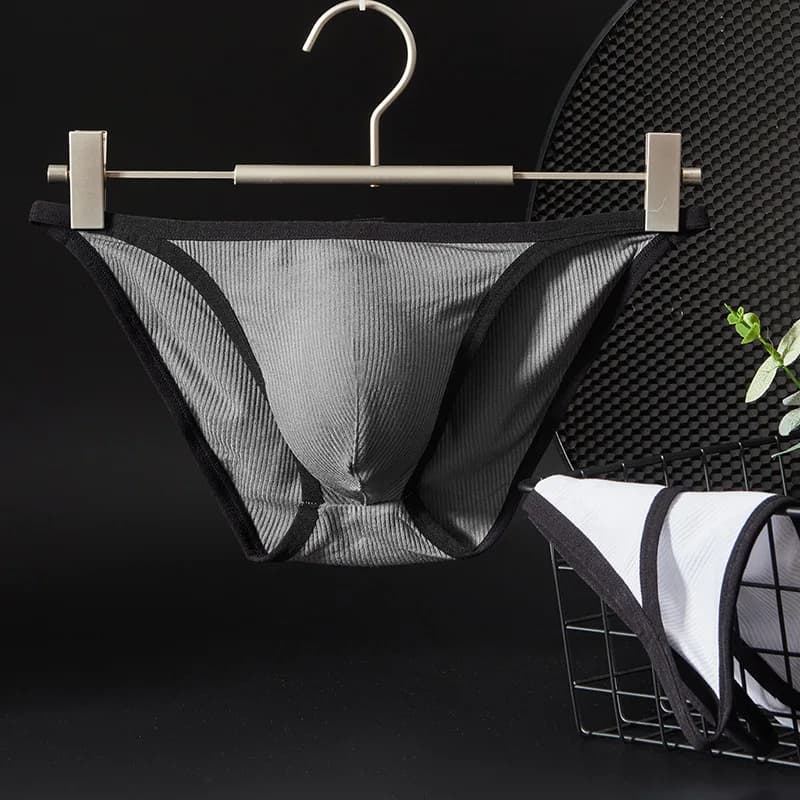 Men's Low Waist Slip Underwear Wire On Board Breathable Underwear and Sexy Big Bag U Convex Brief