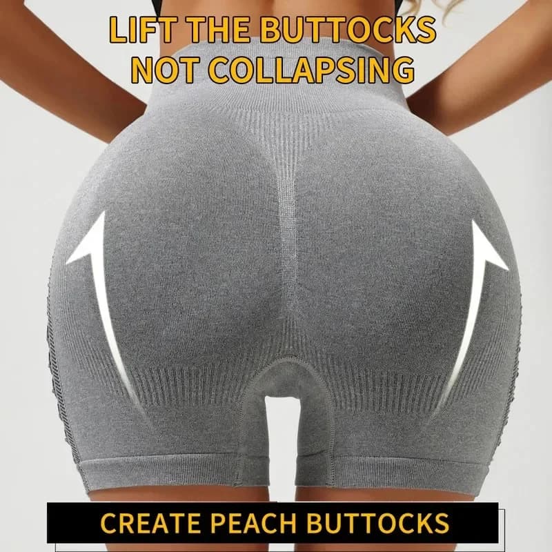 High waist yoga shorts with sexy side digging, seamless slim fit, hip lift, gym, outdoor sports, high three-point elasticity