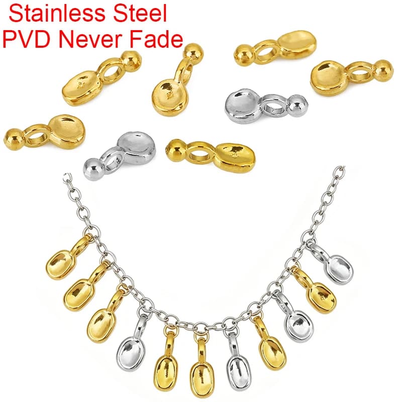 10pcs PVD Never Fade Stainless Steel Spacer Beads Big Hole Earrings Charms Necklace Pendants for DIY Jewelry Findings Making