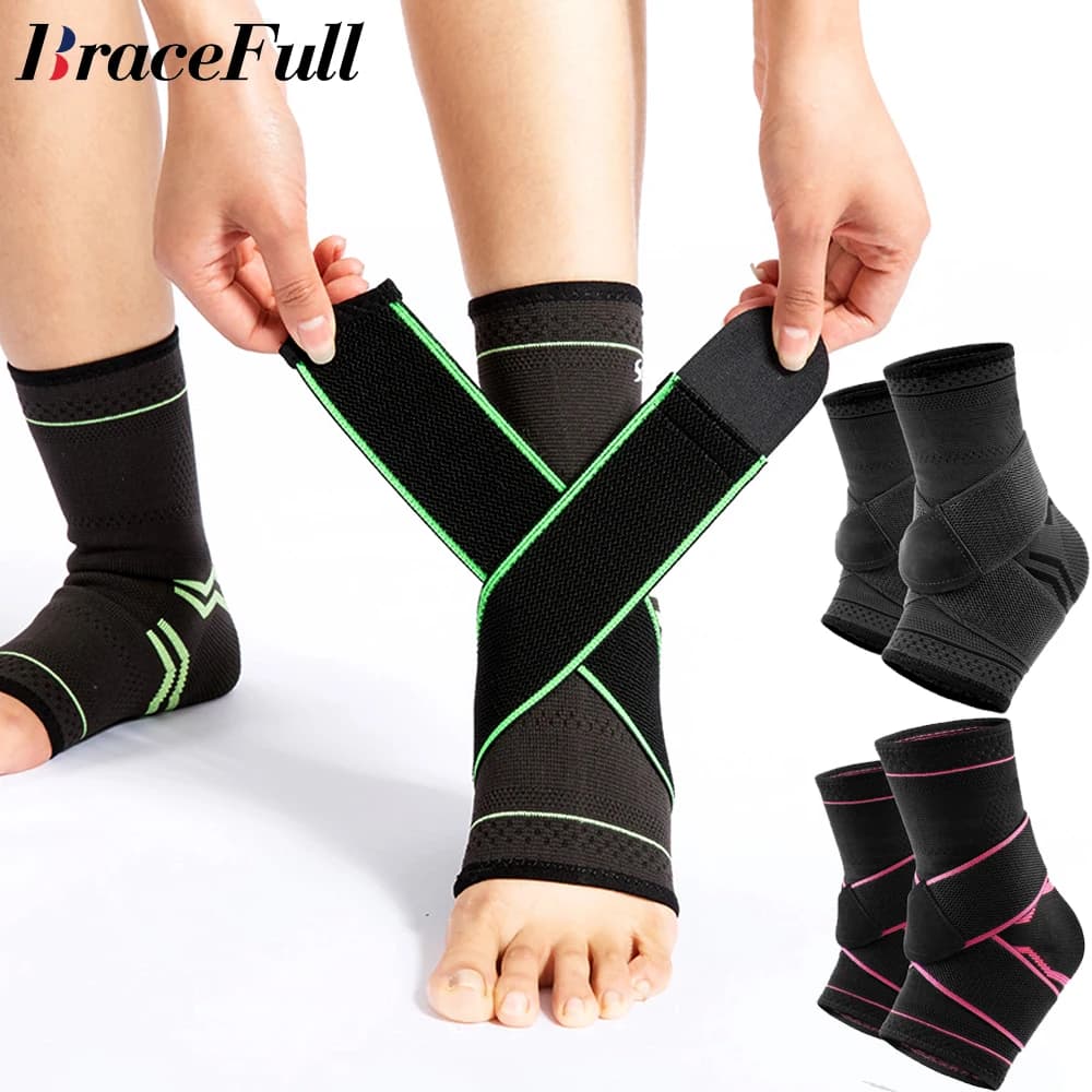 1 paio di fasce di compressione per caviglia con cinghie regolabili, supporto per l'arco plantare e stabilizzatore del piede, fascia elastica per fascite plantare
