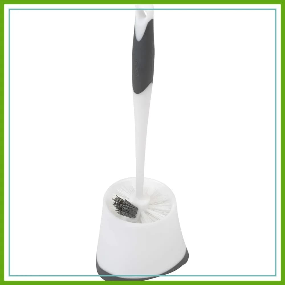 Spazzola per WC da posizionare sotto il branco con portaoggetti angolare, 16 x 5 x 5,5 pollici
