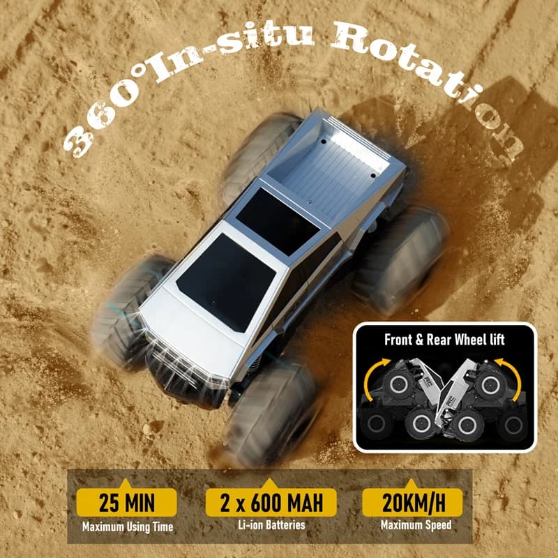 Cybertruck RC Auto Telecomandata per Bambini, Camion Anfibio 4WD Fuoristrada, Scala 1:16, 2.4GHZ