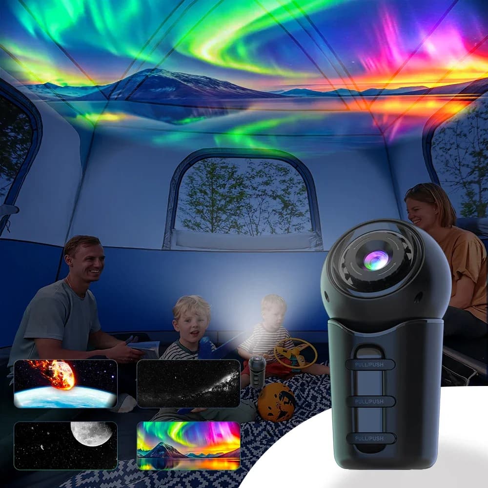 Proiettore Galaxy da esterno con batteria ricaricabile Regalo per bambini Mini proiettore portatile Proiettore di film da campeggio per giochi da campeggio