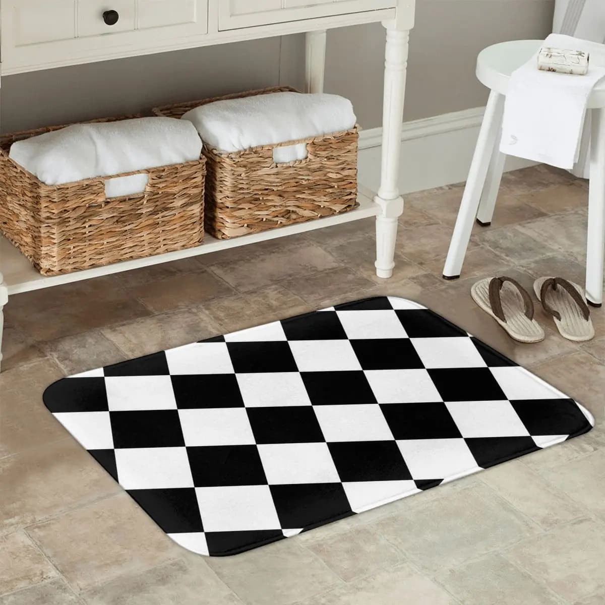 Tappetino antiscivolo con stampa quadrata a quadretti, ingresso cucina, ingresso, casa, tappeto antiscivolo per tappetini da bagno