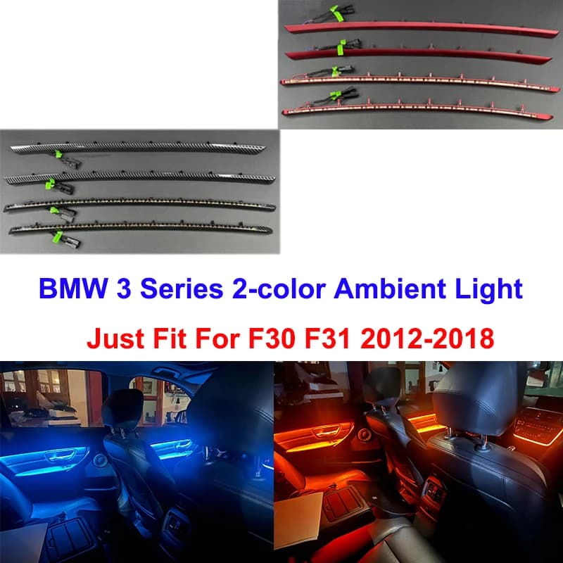 F30 F31 2 colori Finiture per porte interne auto Luce ambientale Luce a LED Colore arancione/blu per Bmw Serie 3 Luce ambientale a 2 colori