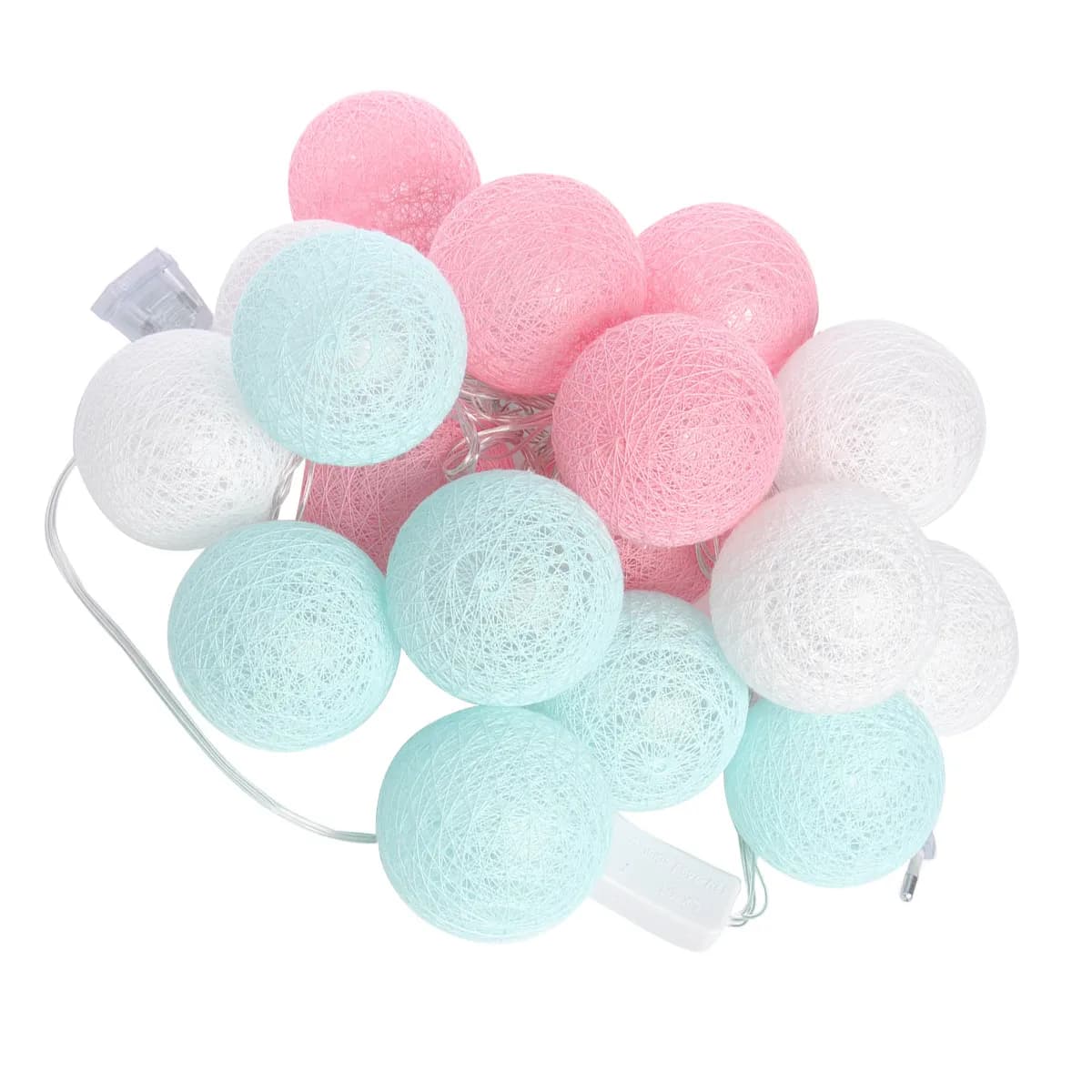 Luci a Corda con 20 Lampadine a Forma di Pallina di Cotone, 21M Blu, Illuminazione Decorativa per Feste, Festival, Hotel, Bar, Discoteche, Matrimoni