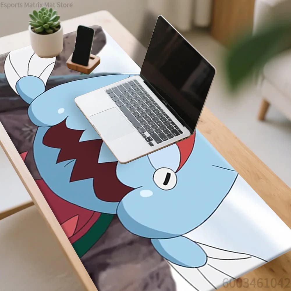 Tappetino per mouse da gioco grande Anime Pokemon Wobbuffet, tappetino da scrivania esteso antiscivolo per ufficio e casa