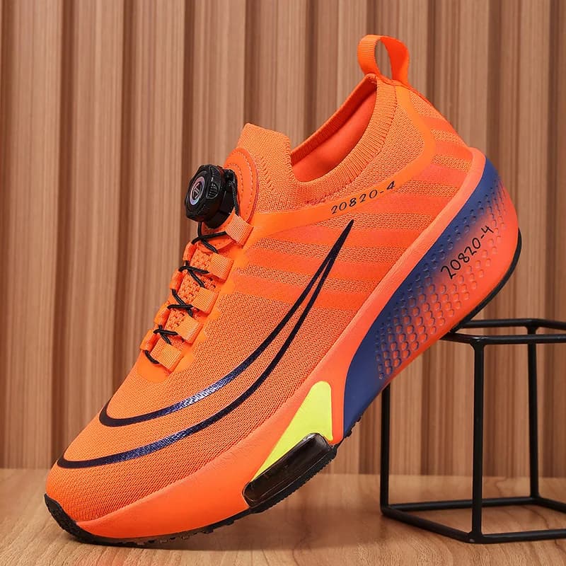 Scarpe da corsa da uomo 2025 Nuova fibbia rotante Mesh Respirare Ammortizzazione Piatta Maratona Training Scarpe da ginnastica professionali per uomo