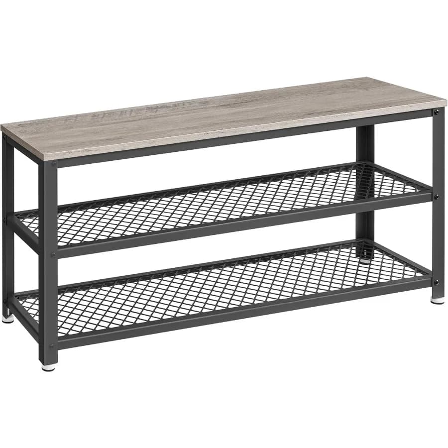 Panca portaoggetti per scarpiera a 3 livelli con ripiani in rete metallica e organizer per scarpe da terra per ingresso 11,8 x 39,4 x 17