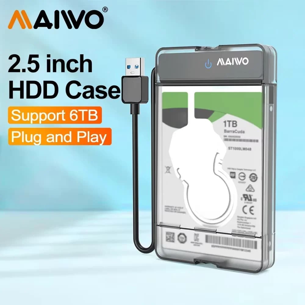 Custodia per disco rigido esterno MAIWO Type C USB 3.0 per HDD SATA da 2,5 pollici 5 Gbps e custodia per disco rigido SSD Supporto senza attrezzi UASP