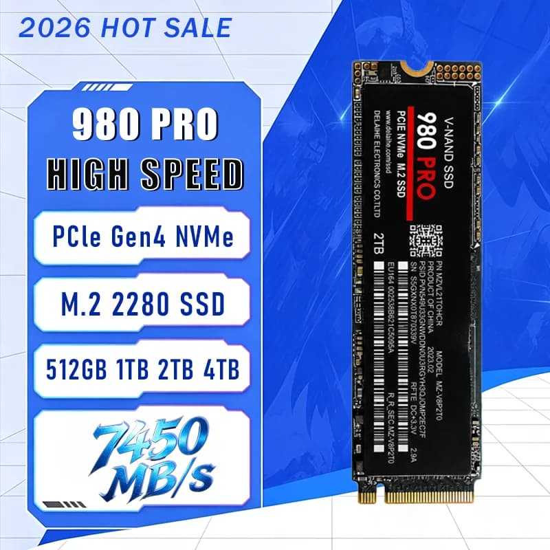 2026 HOT SALE 980Pro M.2 NGFF PCIe 4.0 SSD Internal Solid State Drive Up to 7450MB/s High‑Speed Storage for Laptop Desktop PC