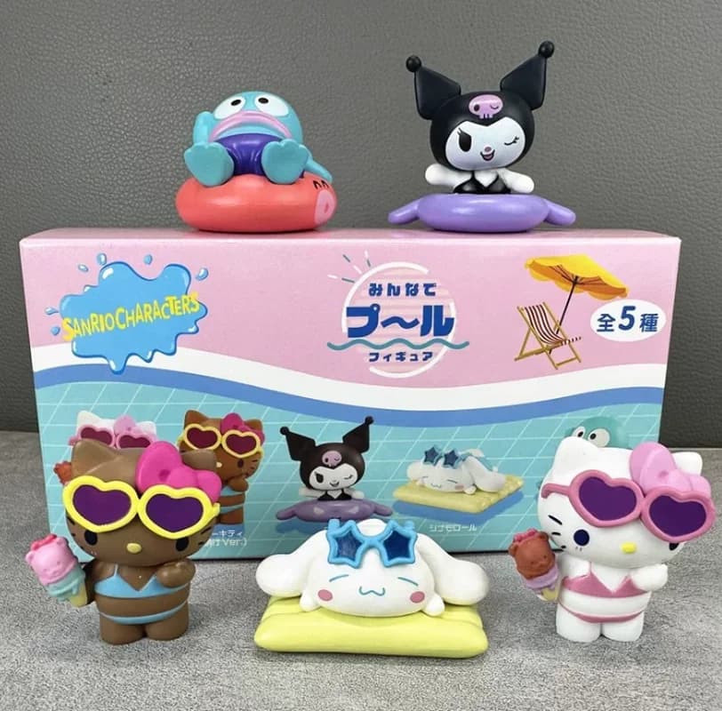 Spot Summer Swimsuit Blind Box Collection Kt Cat White Kuromi Cinnamon Twisted Waist Official Genuine Collectible Holiday Gifts