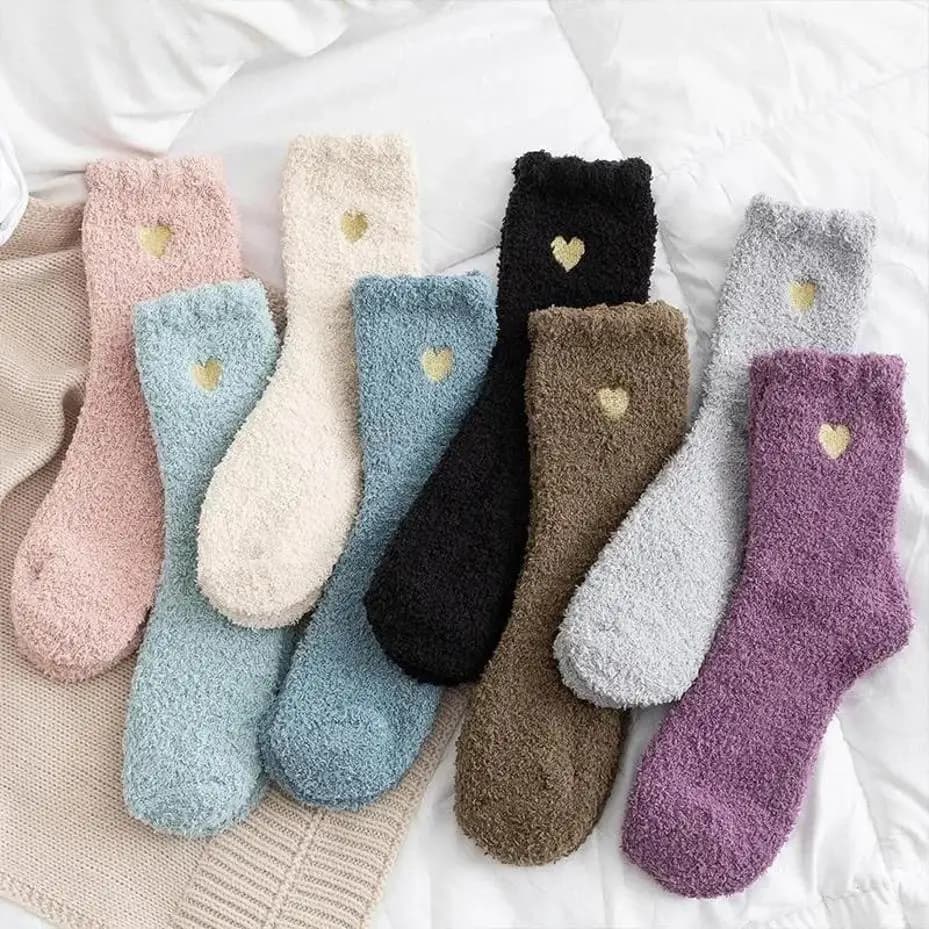 Calze Invernali da Donna con Stampa 'Thickening Love', Calde e Morbide, Casual, in Peluche, per Casa e Sonno, Calze da Pavimento in Corallo Soffice, Scaldapiedi
