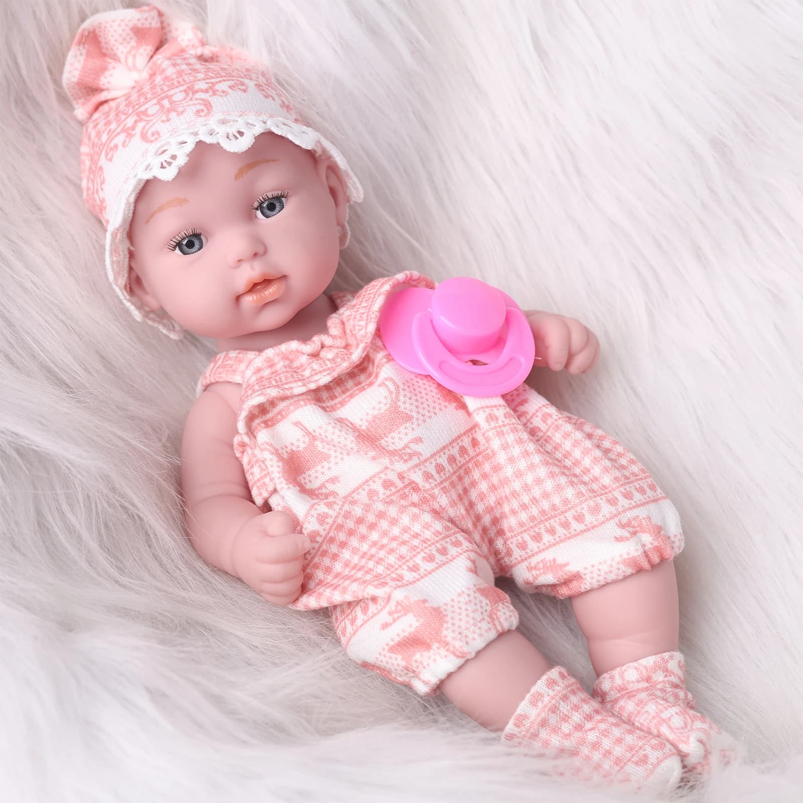 Bambole per bambini rinate simulate da 11 pollici Morbido realistico in vinile realistico Bebe per tutto il corpo Neonato con finta ciuccio Regalo per ragazze per bambini