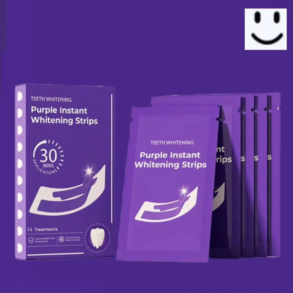 1 Pack 14 Stripes Paia Sbiancanti per Denti in Gel Viola V34, Dentifricio Essence to Remove Macchie and Plate, Patch Set for Istantaneo Tooth Whitening