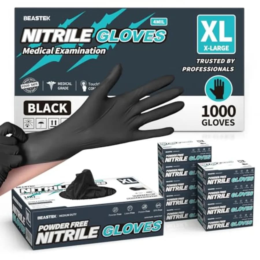 Guanti Monouso in Nitrile per Esami Medici, 00 Pezzi, 4 Mil, Senza Resina, Senza Lattice, Sicuri per Alimenti, per Cucina