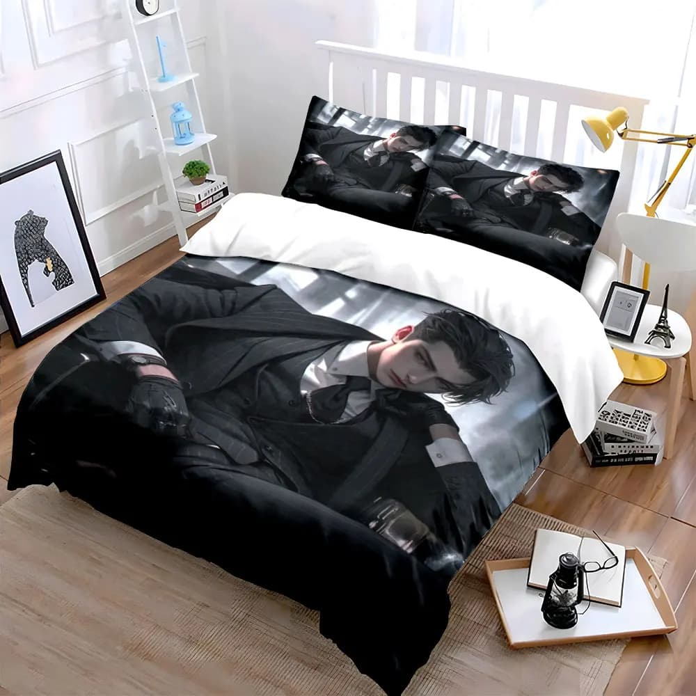 Set di biancheria da letto da uomo da 3 pezzi, set copripiumino con stampa in stile anime, ottimo regalo per la famiglia e gli amici