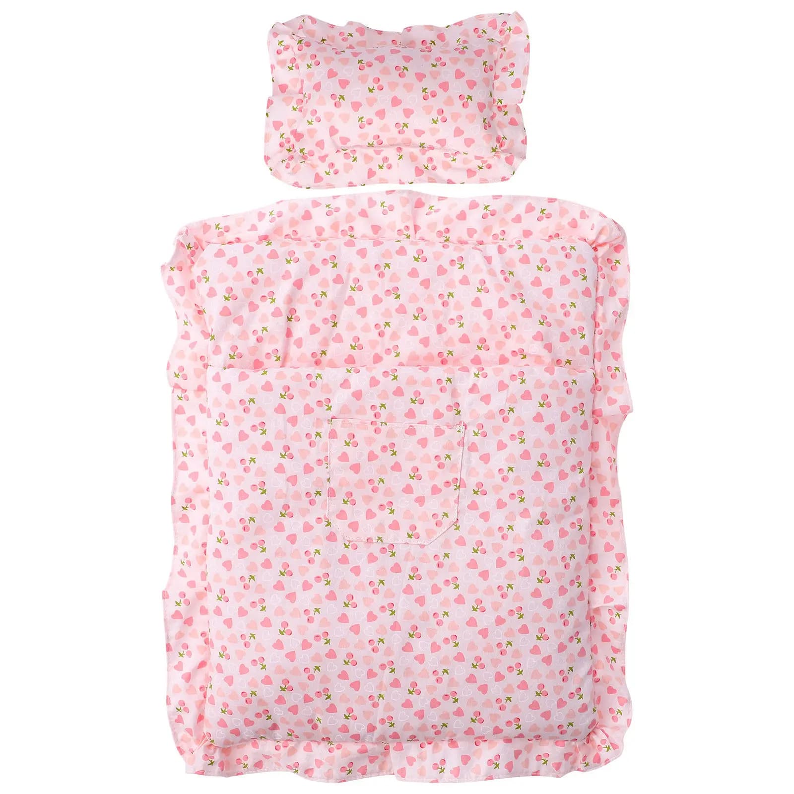 Set of Bed Linen in Miniature Strawberry, Cute & Realistic Accessories for Doll House, Soft Bed Cover