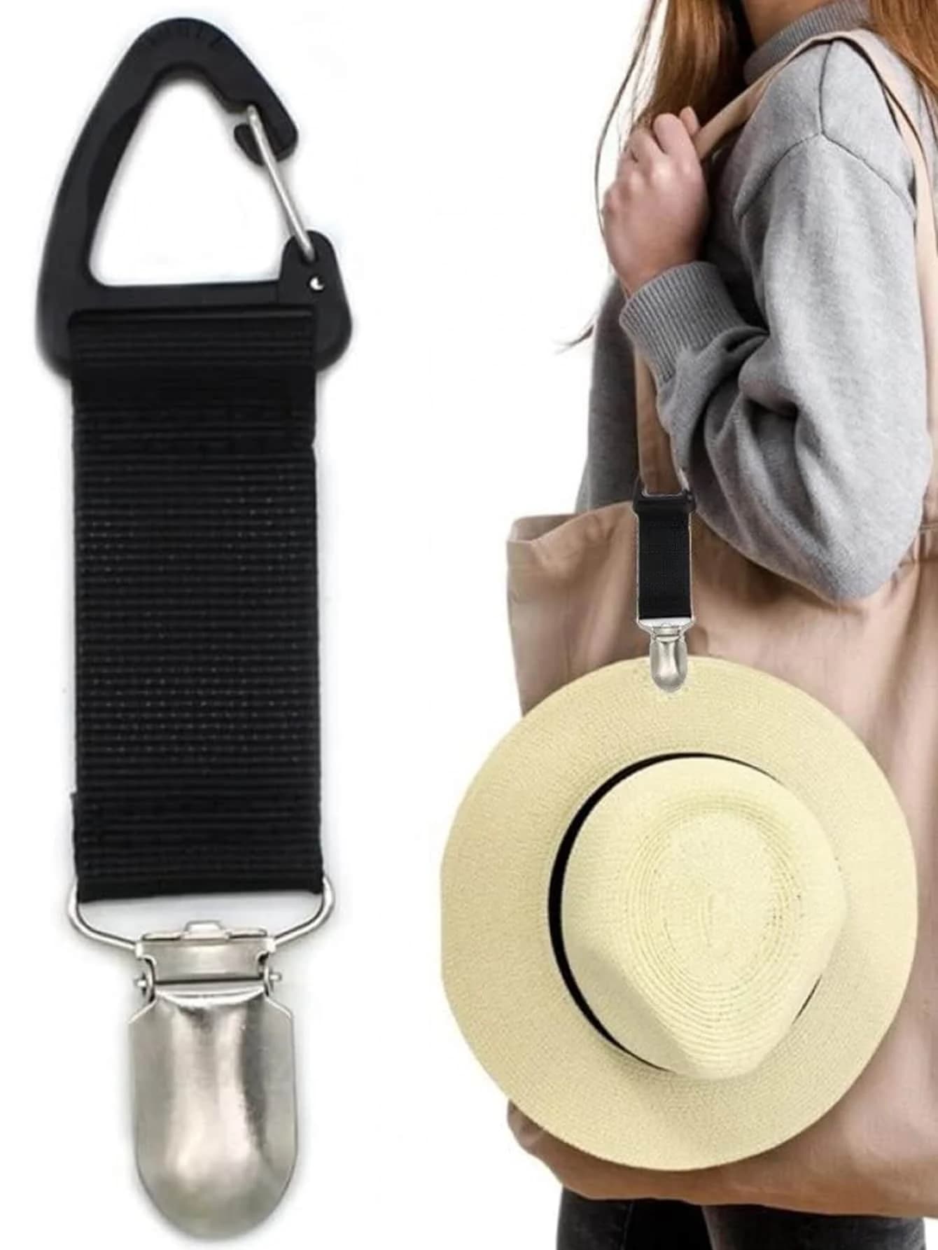 Practical Portable Hat Clip for bags, lightweight durable stylish summer accessory for women to fasten hats on handbags during travel, beach trips and daily outdoor activities, convenient multi-use gadget for home and seaside outing storage.