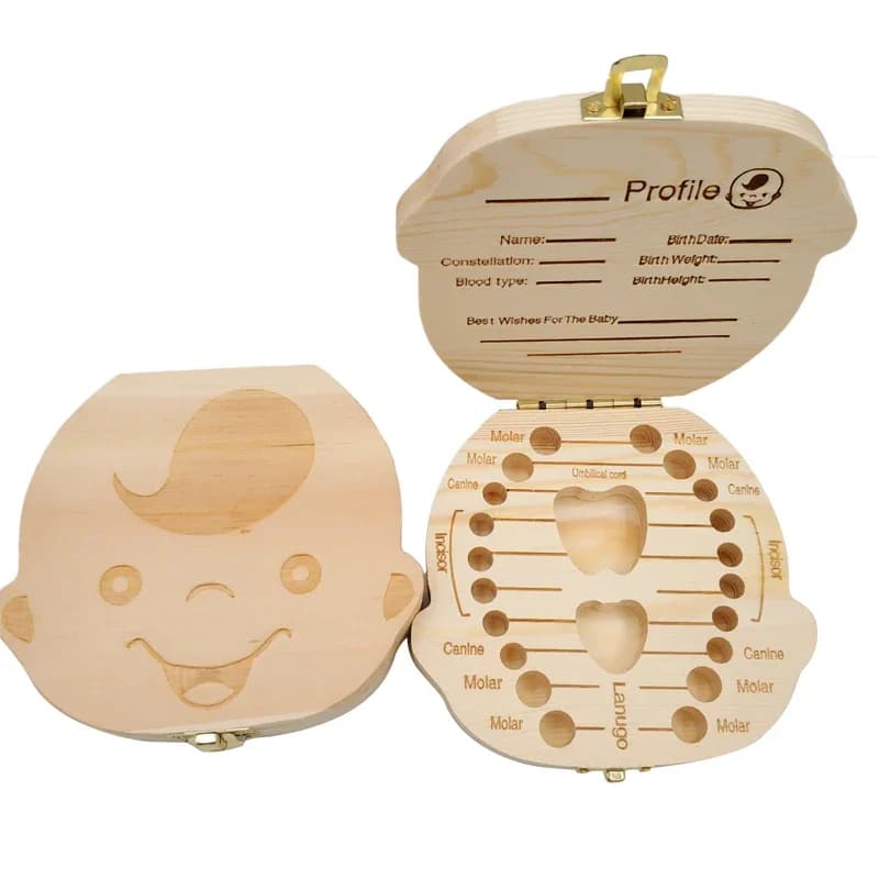 Scatola per denti da latte in legno per bambini, organizer per denti da latte, per riporre ragazzi e ragazze, souvenir per bambini, regali, souvenir spagnolo/holandese/francese/allemand