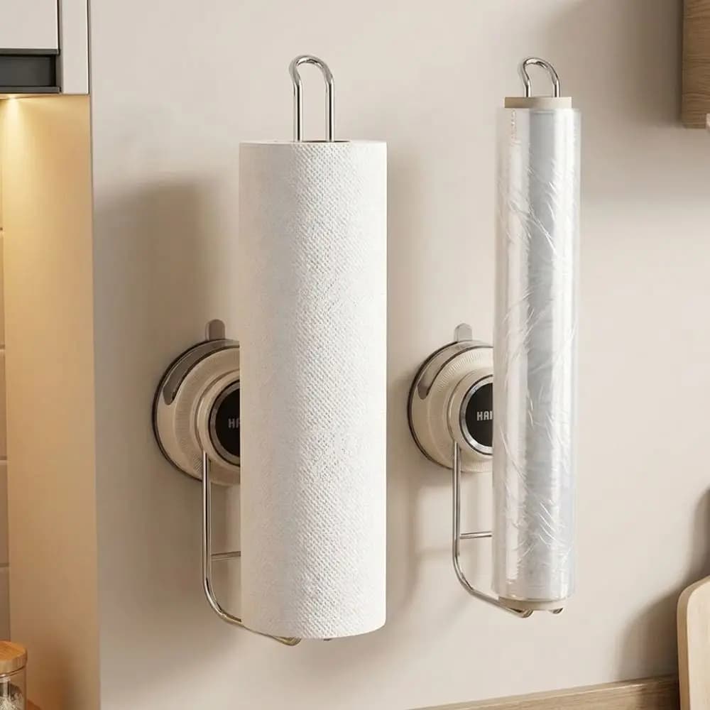 Stainless Steel Suction Cup Paper Towel Holder Wall Mounted Removable Toilet Paper Holder Space Saving No Punch