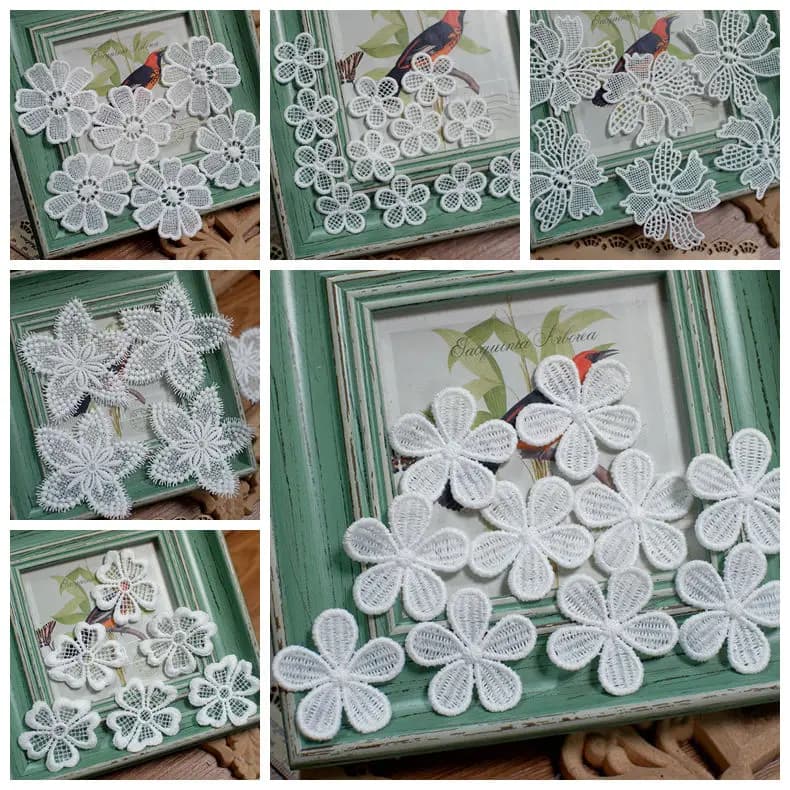 Toppa di stoffa di pizzo fiore bianco decorazione di vestiti toppa foro patch decalcomania moda toppa ricamata gioielli fai da te