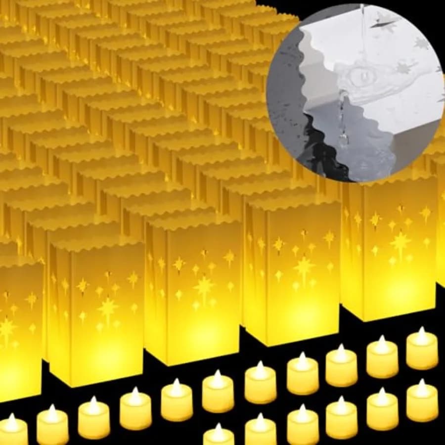 Nuove Lanterne Impermeabili 2025 con Candele Senza Fiamma - Lanterne in Plastica Riutilizzabili con Luci LED - Lanterne Natalizie