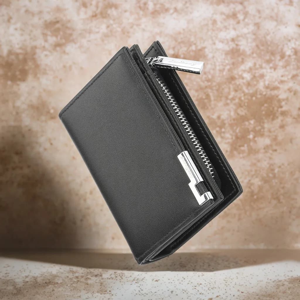 Portafoglio corto da uomo regalo esecutivo sottile con blocco RFID e slot multi-carta in pelle PU essenziale