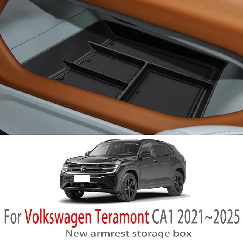 Accessori auto Per VW Volkswagen Atlas X Cross Sport 2021 ~ 2025 Console Centrale Bracciolo Scatola di Immagazzinaggio Multifunzionale Auto Interni