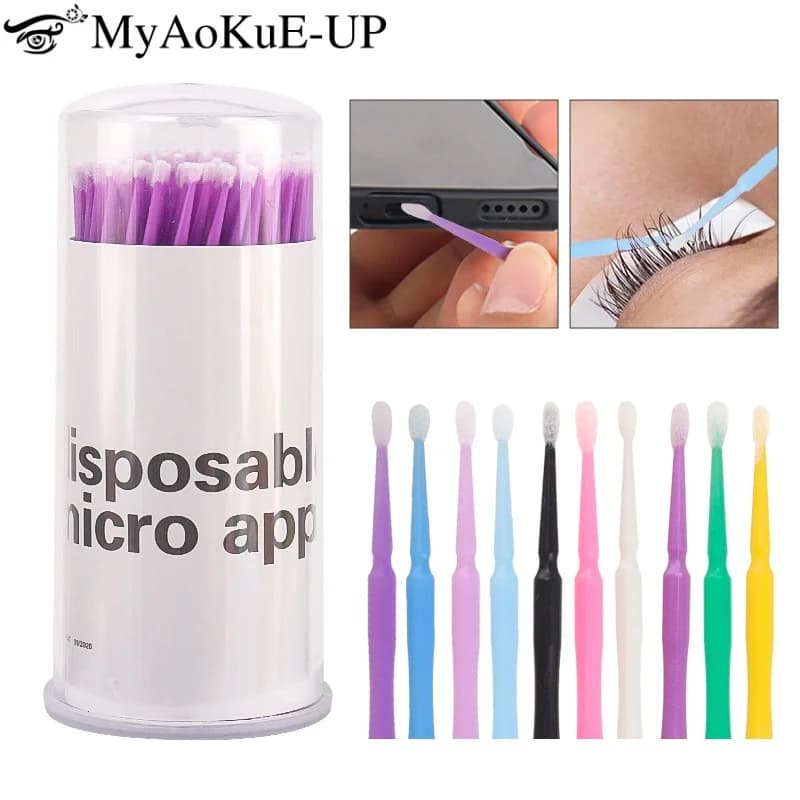 100 pcs Use And Drop Brush for Eyebrow Micro Brushes for Eyebrow Mascara Plastic Basin Makeup Tool