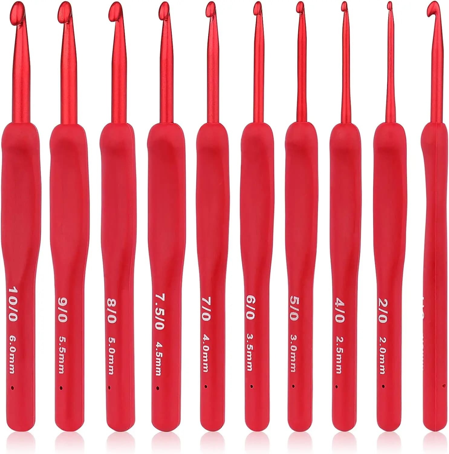 Uncinetto rosso ago manico in Silicone Set di aghi all'uncinetto in alluminio uncinetti ergonomici per mani artritiche uncinetto Gift9Pcs