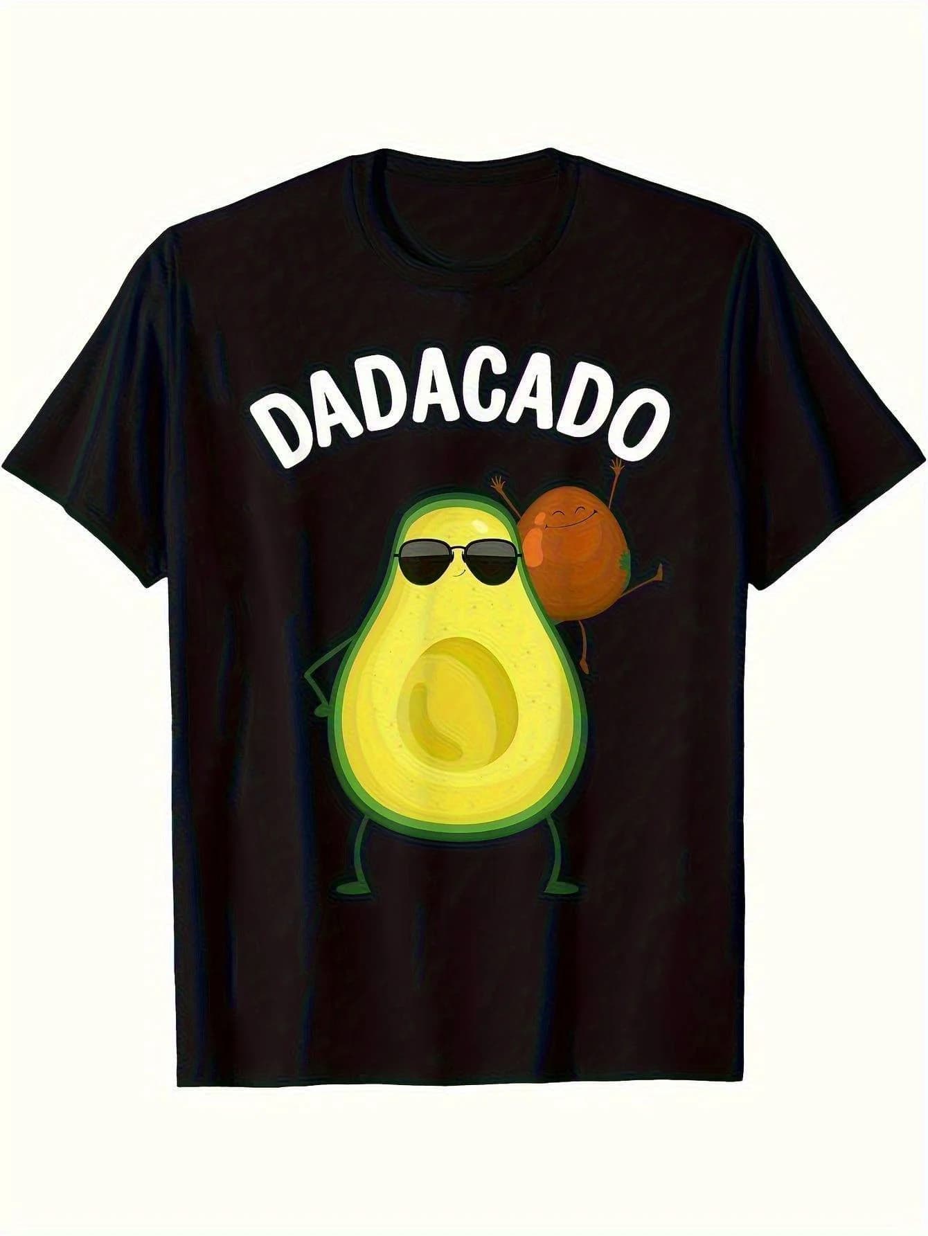 T-shirt divertente da uomo con motivo avocado - DADAGADO stampato, occhiali alla moda, avocado e pera, cotone morbido e traspirante