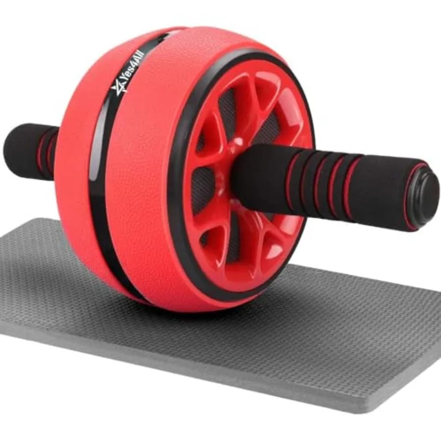 Abdominal Roller with Knee Mat, Black, for Core Training, Domestic Use and Gym, Wheel with Foam Edge Resistant for Effective Training