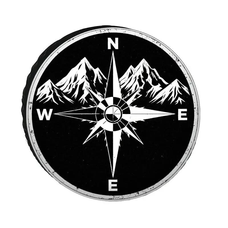 Copertura per Ruota di Scorta Mountain Compass, Protezione per Veicoli Fuoristrada in Poliestere Resistente al Sole, alla Polvere e all'Usura