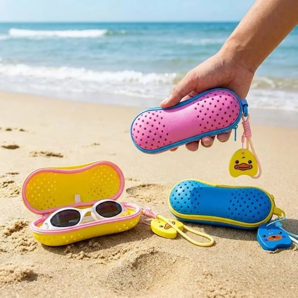 Custodia per Occhialini da Nuoto in EVA con Foro di Drenaggio ad Asciugatura Rapida, Scatola Porta Occhialini con Chiusura a Cerniera, Custodia Protettiva Antiurto per Occhialini da Nuoto