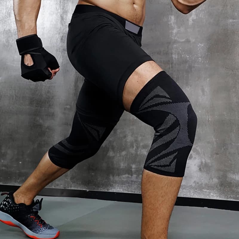 Veidoorn 1PC supporto per ginocchio sportivo per uomo ginocchiere elastiche Fitness Gear strisce antiscivolo ginocchiera da basket