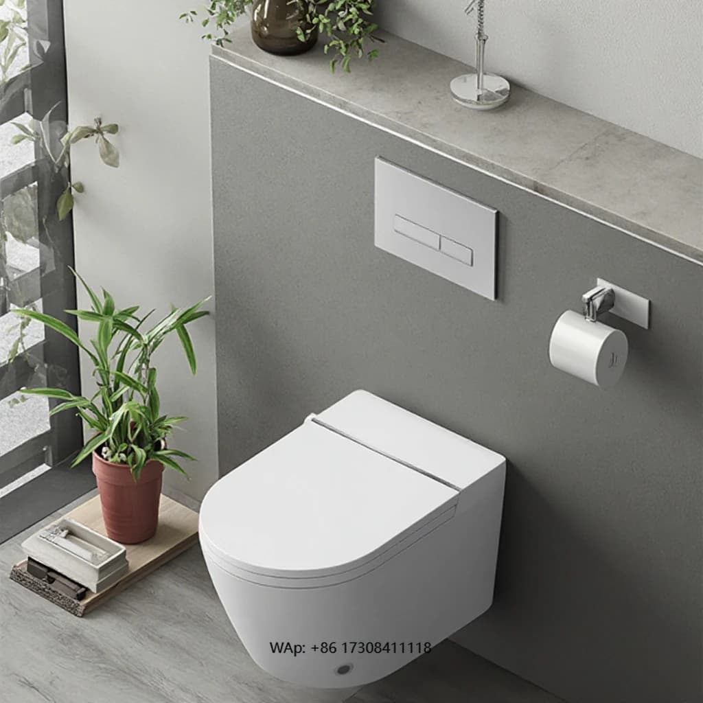 Smart Wall Toilet P-Trap Foldable Toilet Suspended Wall With Hidden Tank