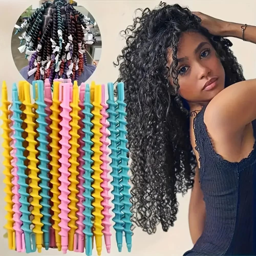 15 pezzi di colore casuale, ferro arricciacapelli a spirale per capelli lunghi, strumento per arricciare i capelli, ferro arricciacapelli per acconciature fai da te.