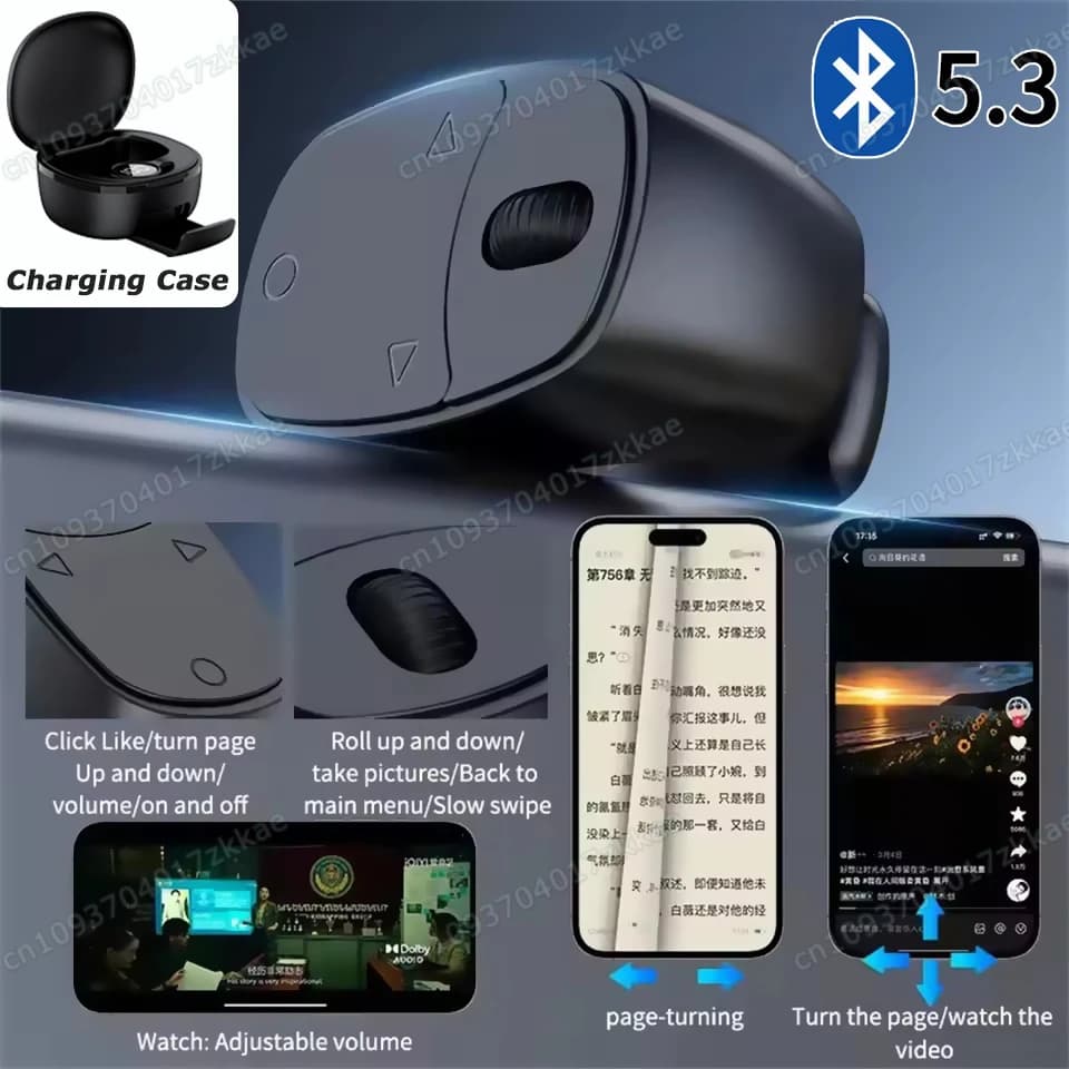 New 2026 Ring Remote Control with Touch and Rotation Control, Wireless Bluetooth for Selfie, Video and Automatic Page Scoring