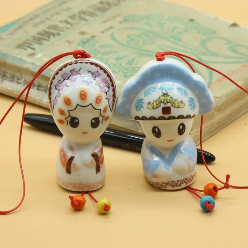 Triangle sunny wind chime ceramic spot wholesale cute doll hanging decoration