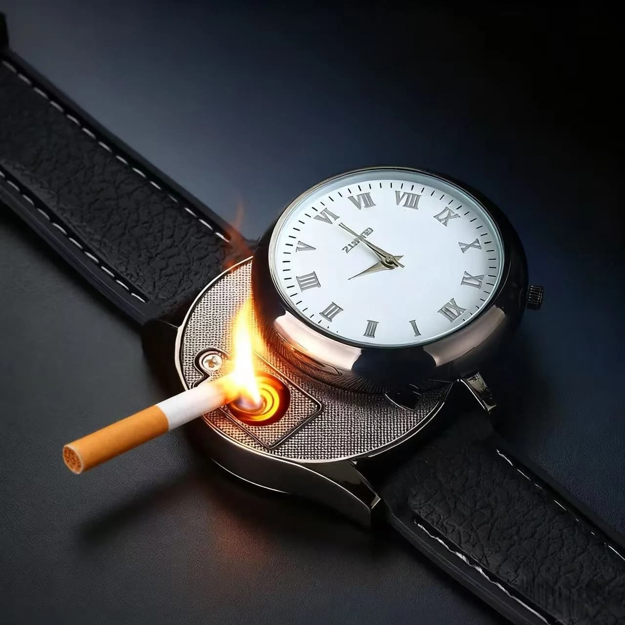 Orologio da uomo creativo di fascia alta Accendino portatile antivento senza fiamma Ricarica USB Accendisigari Accessori per sigarette Regalo
