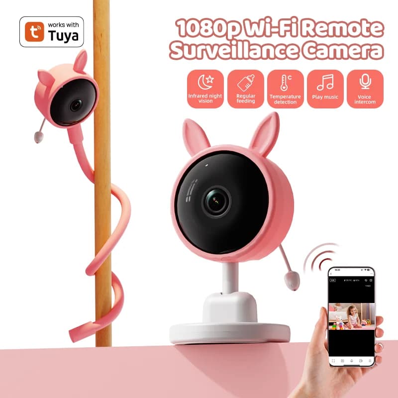 Danmini 1080P HD Tuya Smart Baby Monitor Telecamera 2 milioni di pixel Suono Visione notturna Ninne nanne Telecamera per monitoraggio della temperatura