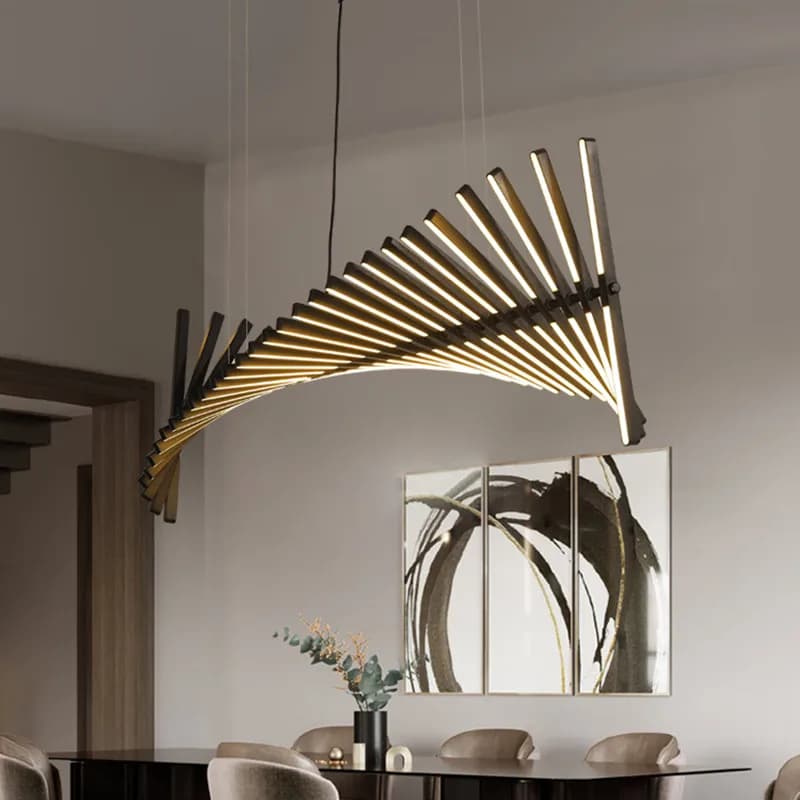 nordic Fishbone Shape Chandelier Modern Minimalist chandelier for Office Living Room dining room Black/White Strip chandelier