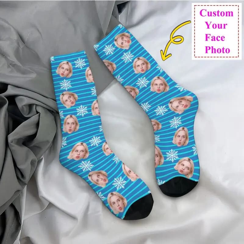 Calzini da uomo personalizzati personalizzati con foto di volto natalizio Calzini unisex divertenti stampati in 3D