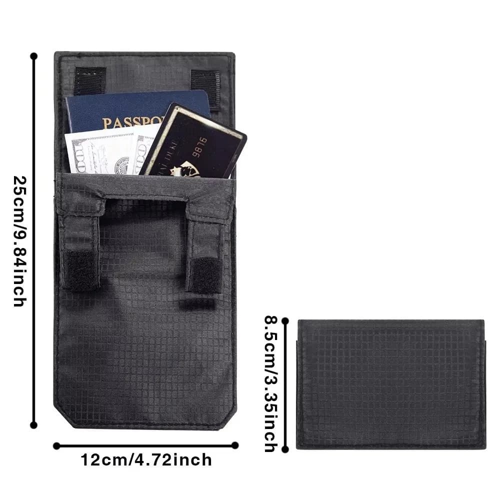 NEW Black Slim Belt Wallet Zero Bulk Anti Theft Belt Clip Mini Belt Wallet Hook and Loop Closure Hidden Compartment Belt Wallet